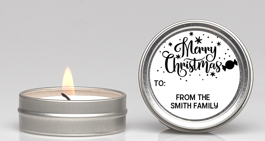  Merry Christmas Peppermint - Christmas Candle Favors Black