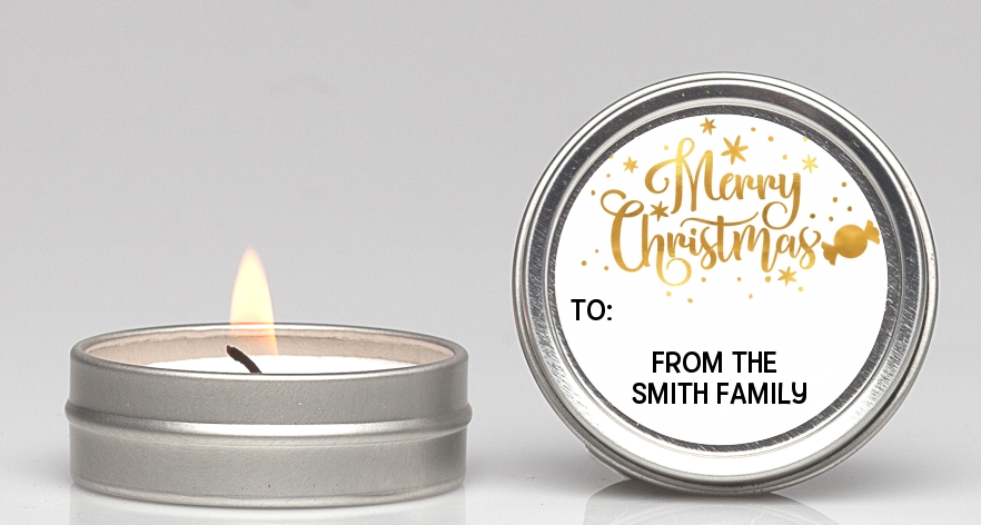  Merry Christmas Peppermint - Christmas Candle Favors Black