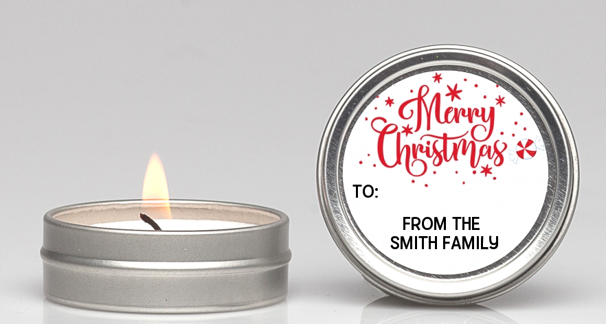  Merry Christmas Peppermint - Christmas Candle Favors Black