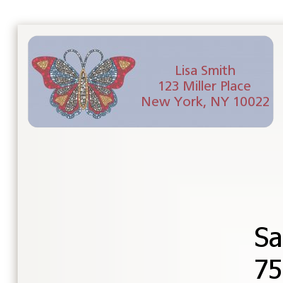 Mosaic Butterfly - Bridal Shower Return Address Labels