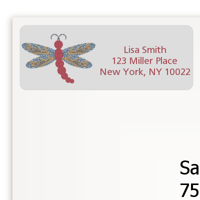 Mosaic Dragonfly - Bridal Shower Return Address Labels