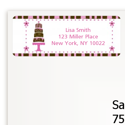 Cake Pink & Brown - Bridal Shower Return Address Labels