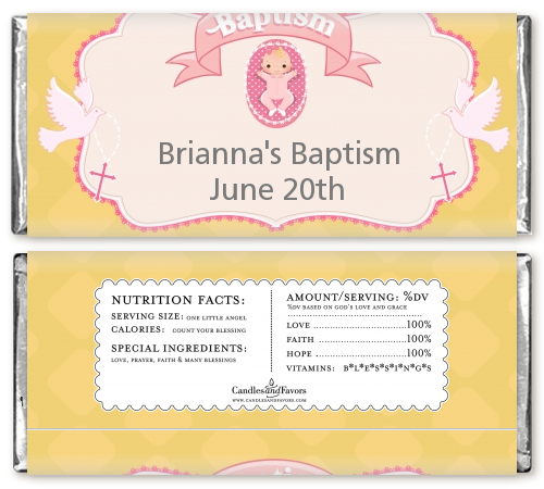 Baby Girl Baptism / Christening Candy Bar Wrappers | Candles & Favors