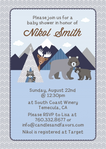 Baby Mountain Trail Baby Shower Invitations | Candles and Favors