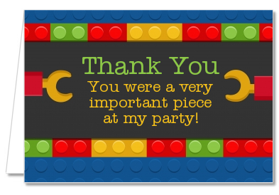 Birthday Party Thank You Cards | Building Blocks Thank You Notes
