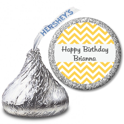 Chevron Yellow Hershey kiss stickers | Candles & Favors