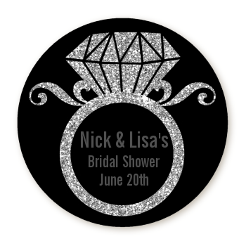 Engagement Ring Silver Glitter Personalized sticker labels | Engagement ...