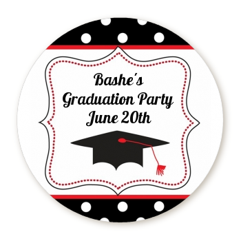 Graduation Cap Black & Red Personalized sticker labels | Graduation Cap ...