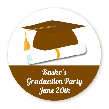 Graduation Cap Brown Personalized sticker labels | Graduation Cap Brown ...