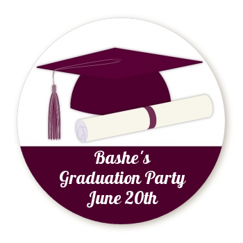 Graduation Cap Maroon Personalized sticker labels | Graduation Cap ...