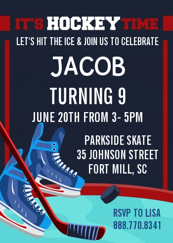 Hockey Birthday Party Invitations | Candles and Favors