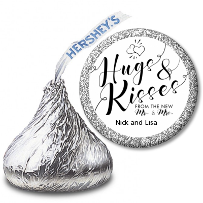 Hugs & Kisses From Mr & Mrs Hershey kiss stickers | Candles & Favors