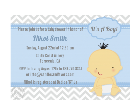 It's A Boy Chevron Asian - Baby Shower Petite Invitations