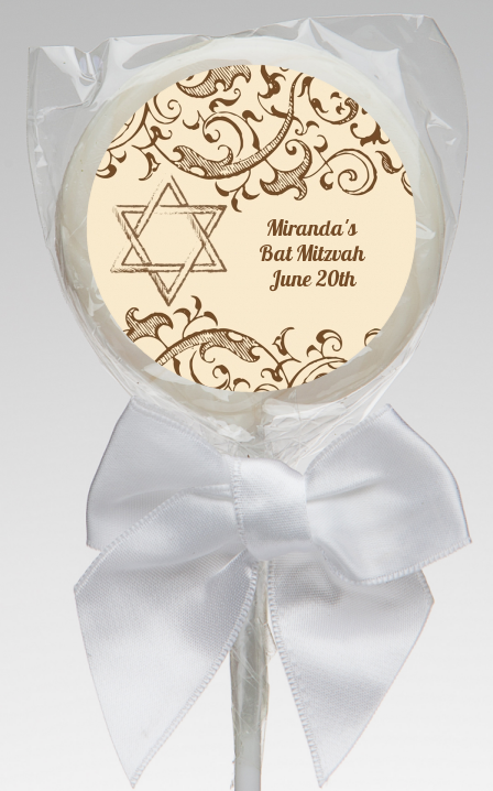 Jewish Star Of David Brown & Beige Bar / Bat Mitzvah Lollipop Favors ...