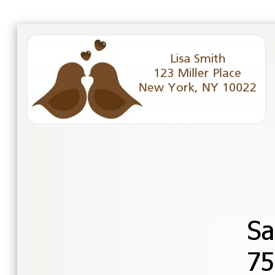  Love Birds - Bridal Shower Return Address Labels Brown