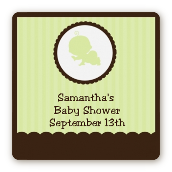 Crawling Baby Neutral - Square Personalized Baby Shower Sticker Labels