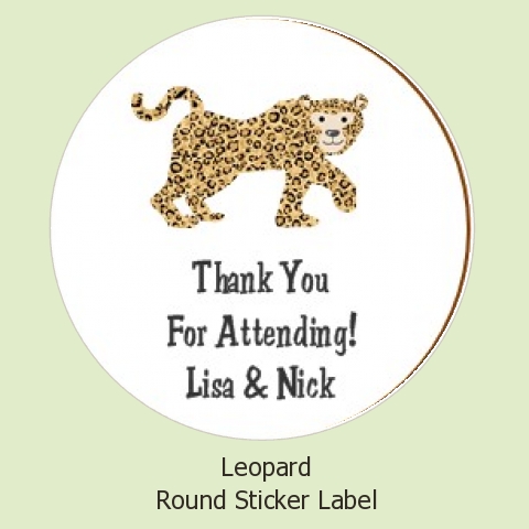  Leopard - Round Personalized Baby Shower Sticker Labels 