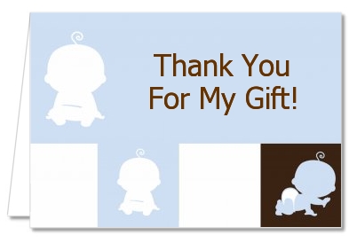 Modern Baby Boy Blue & Brown - Baby Shower Thank You Cards