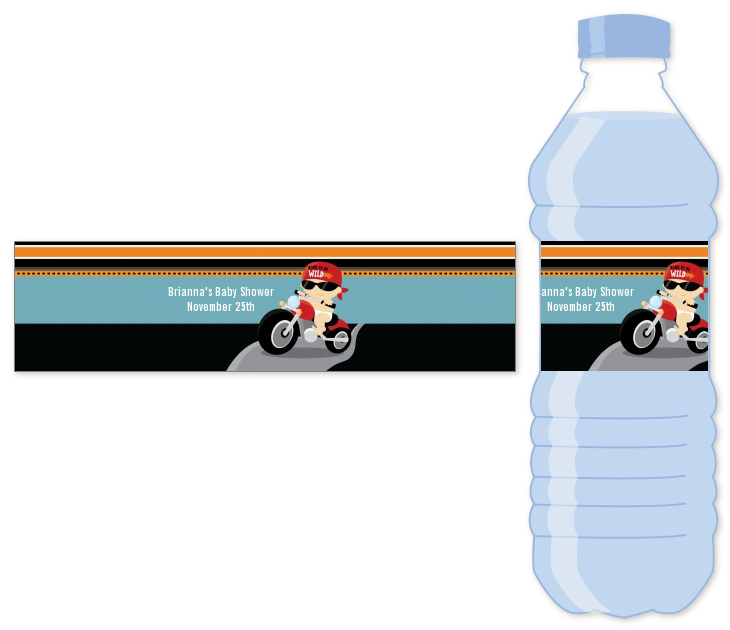 Motorcycle Baby Water Bottle Label | Baby Shower Water Bottle Stickers