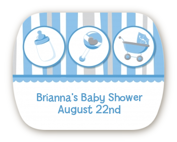 Shake, Rattle & Roll Blue Mint Tin Stickers | Baby Shower Stickers