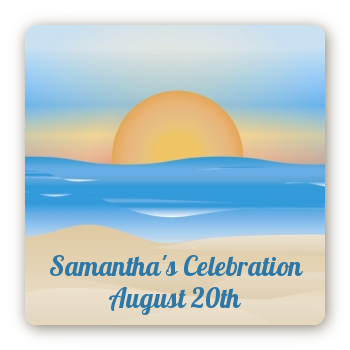 Sunset - Square Personalized Bridal Shower Sticker Labels