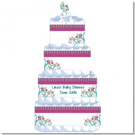 Baby Sprinkle - Personalized Baby Shower Diaper Cake 4 Tier