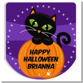 Black Cat Pumpkin - Personalized Hand Sanitizer Sticker Labels