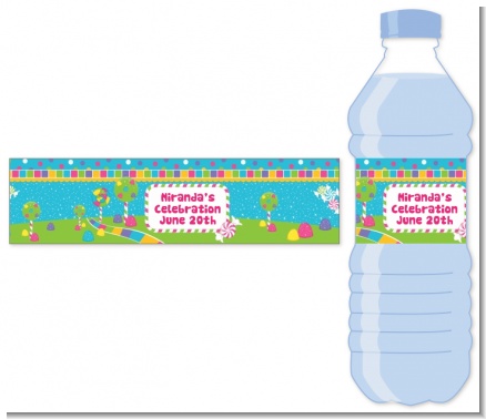 Candy Land Water Bottle Label | Birthday Party Water Bottle Stickers