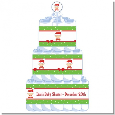 Christmas Baby Caucasian - Personalized Baby Shower Diaper Cake 3 Tier