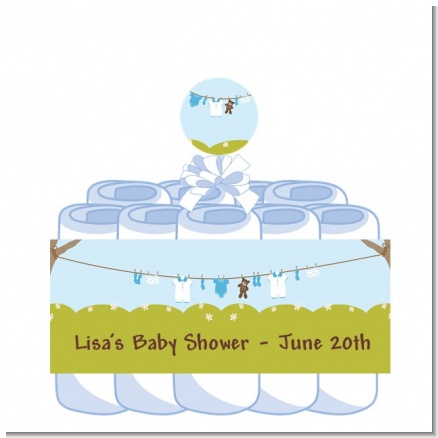 Clothesline It's A Boy - Personalized Baby Shower Diaper Cake 1 Tier