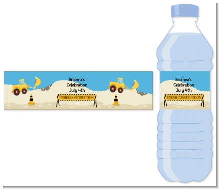 Construction Truck Water Bottle Label | Baby Shower Water Bottle Stickers