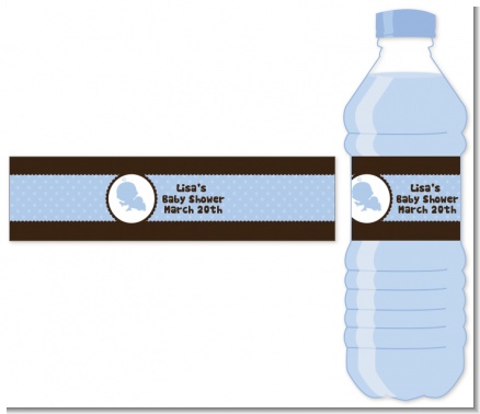 Crawling Baby Boy - Personalized Baby Shower Water Bottle Labels