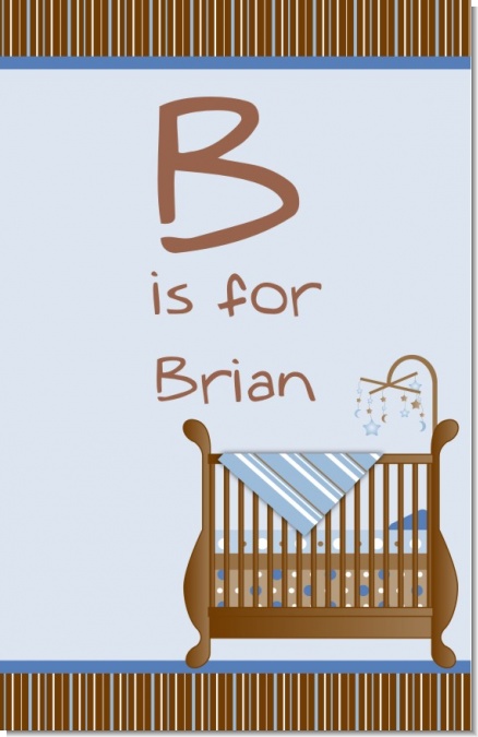 Crib Blue - Personalized Baby Shower Nursery Wall Art