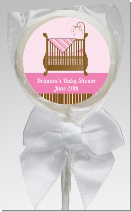 Crib Pink - Personalized Baby Shower Lollipop Favors