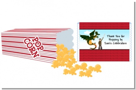 Dragon and Vikings - Personalized Popcorn Wrapper Birthday Party Favors