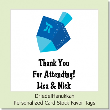 Driedel - Personalized Hanukkah Card Stock Favor Tags