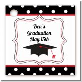 Graduation Cap Black & Red - Personalized Graduation Party Card Stock Favor Tags