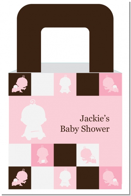 Modern Baby Girl Pink & Brown - Personalized Baby Shower Favor Boxes
