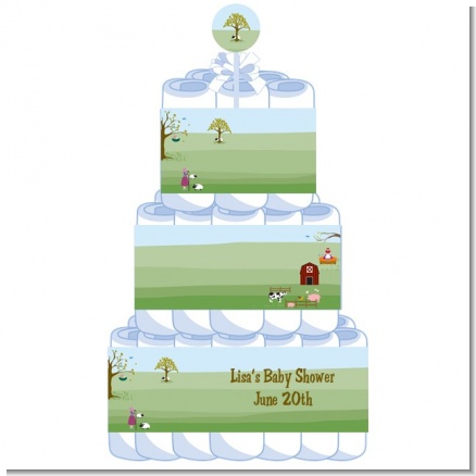 Nursery Rhyme - Personalized Baby Shower Diaper Cake 3 Tier