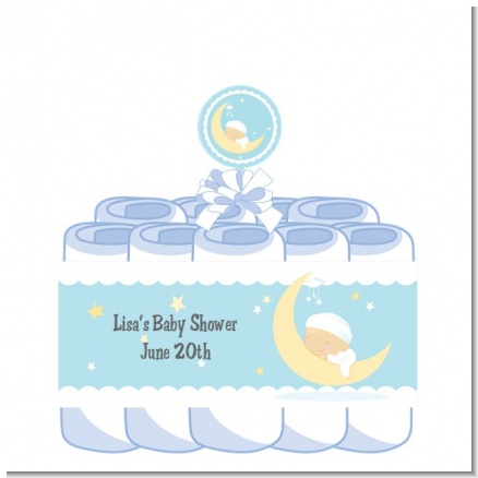 Over The Moon Boy - Personalized Baby Shower Diaper Cake 1 Tier