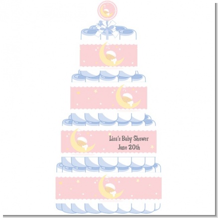 Over The Moon Girl - Personalized Baby Shower Diaper Cake 4 Tier