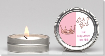 Pink Glitter Baby Crown - Baby Shower Candle Favors