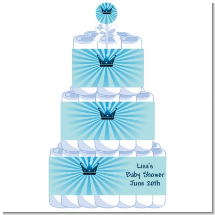 Prince Crown - Personalized Baby Shower Diaper Cake 3 Tier