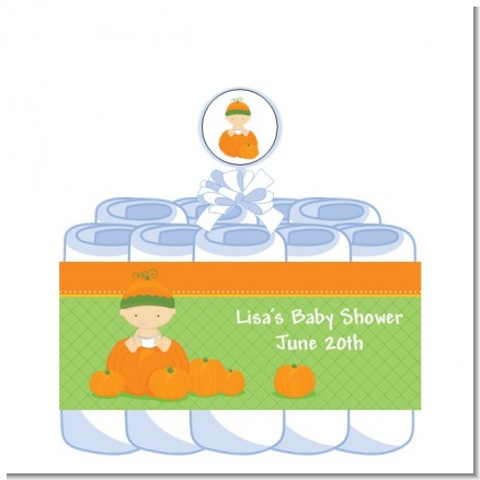 Pumpkin Baby Caucasian - Personalized Baby Shower Diaper Cake 1 Tier