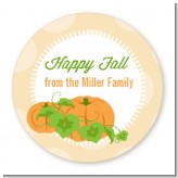 Pumpkin Trio Fall Theme - Round Personalized Halloween Sticker Labels