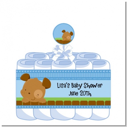 Puppy Dog Tails Boy - Personalized Baby Shower Diaper Cake 1 Tier