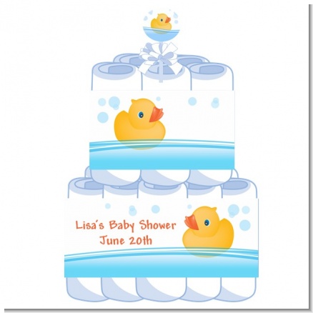 Rubber Ducky - Personalized Baby Shower Diaper Cake 2 Tier