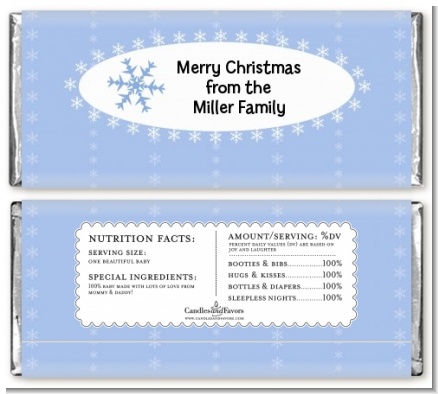 Snowflake Blue - Personalized Christmas Candy Bar Wrappers