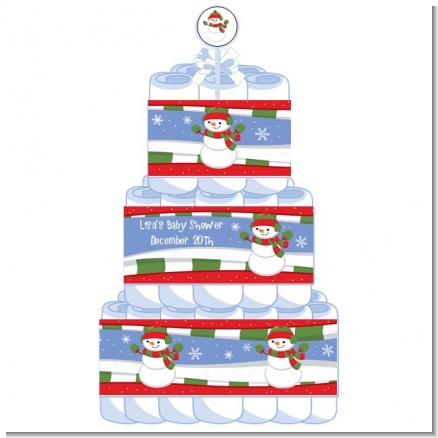 Frosty the Snowman - Personalized Baby Shower Diaper Cake 3 Tier