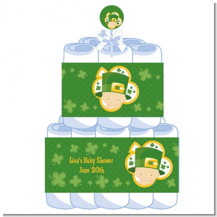 St. Patrick's Baby Shamrock - Personalized Baby Shower Diaper Cake 2 Tier